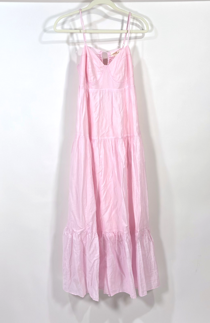Listicle Light Pink Sleeveless Tiered Maxi Dress Open Back - M
