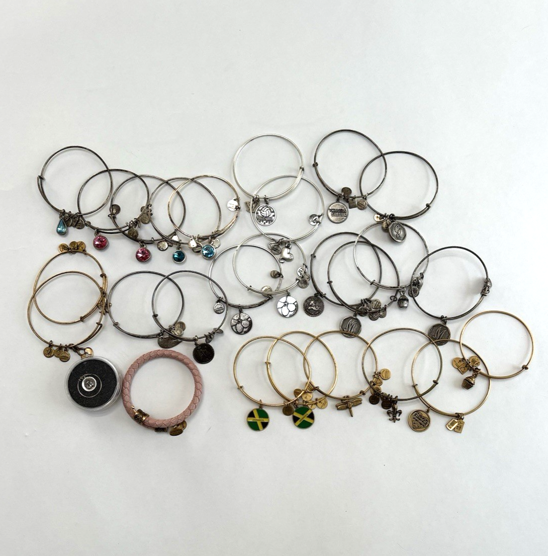 Alex and Ani Lot 26 Bangle Bracelets + 1 Ring Silver Gold Mixed