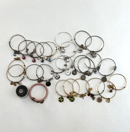 Alex and Ani Lot 26 Bangle Bracelets + 1 Ring Silver Gold Mixed
