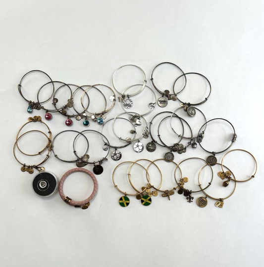 Alex and Ani Lot 26 Bangle Bracelets + 1 Ring Silver Gold Mixed