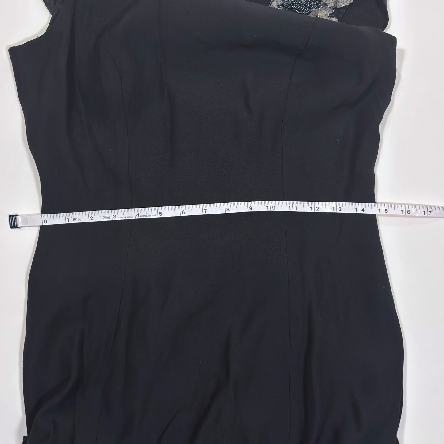 Loralie Black Floral Beaded Cowl Back Floor Length Gown - 10