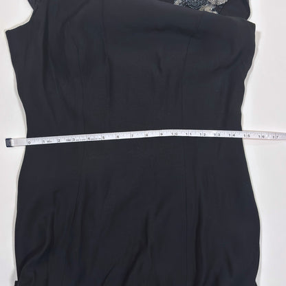 Loralie Black Floral Beaded Cowl Back Floor Length Gown - 10