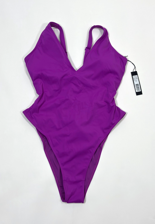 TA3 High Cut Plungey Shapewear Swimsuit Orchid Purple - 2X