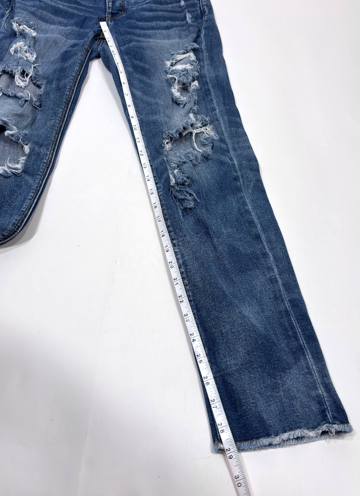 American Eagle Tomgirl Straight Leg Distressed Raw Hem Jeans - 2