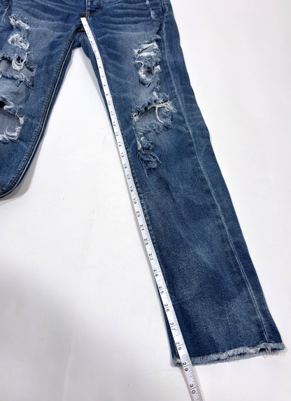 American Eagle Tomgirl Straight Leg Distressed Raw Hem Jeans - 2