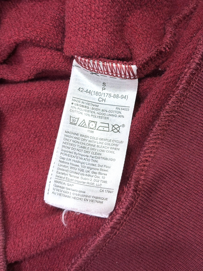 Gap Full Zip Up Hoodie Sweatshirt Deep Burgundy Maroon - S