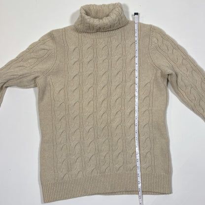 LL Bean Turtleneck Cable Knit Sweater Wool Blend - L