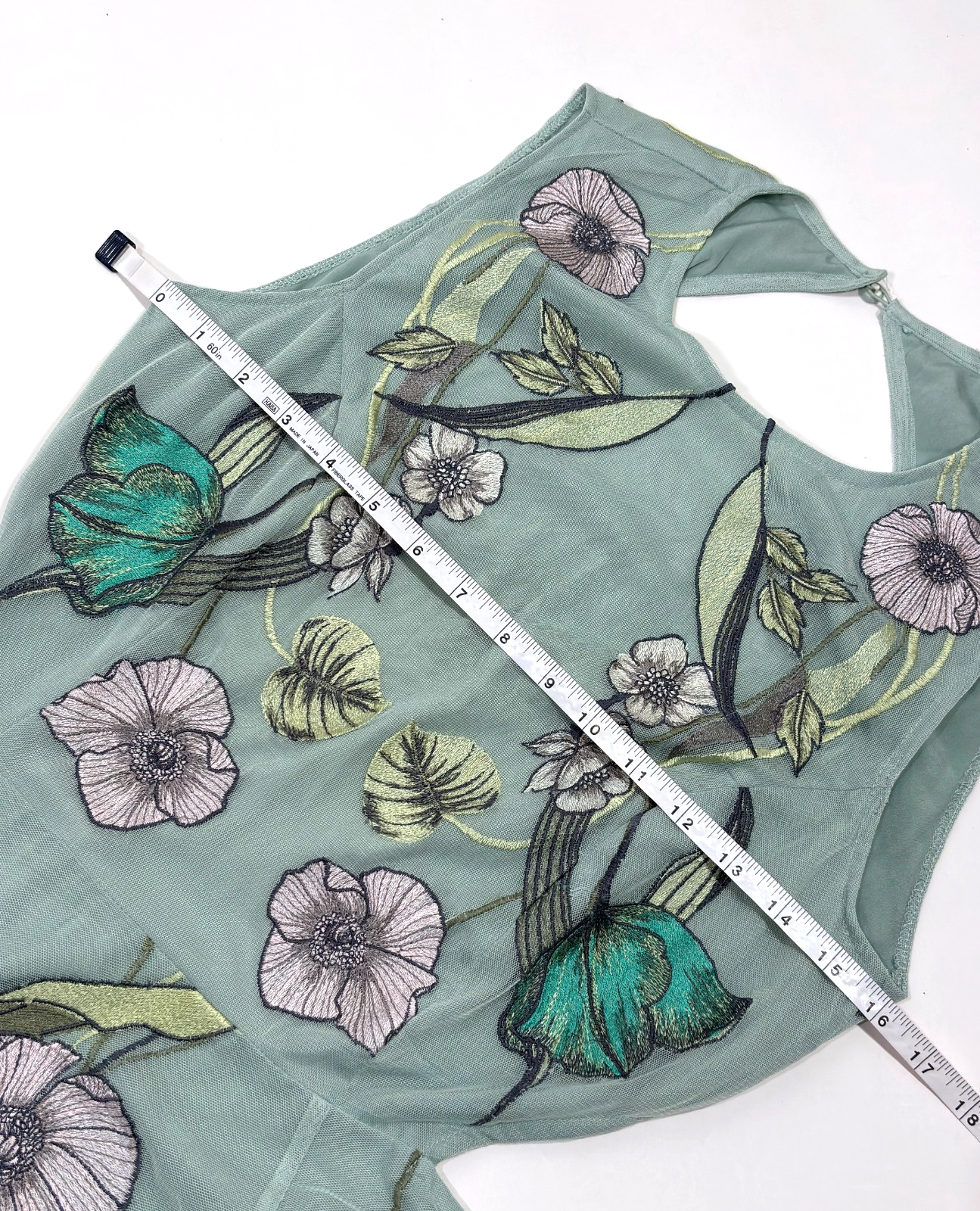 Asos Floral Boho Embroidered Maxi Dress Open Back Mint Sage Green - Size 6