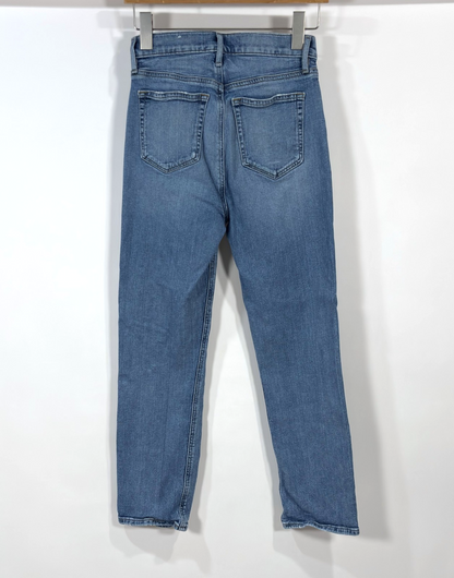 Loft High Waist Straight Crop Jeans Medium Wash Distressed - 0/25