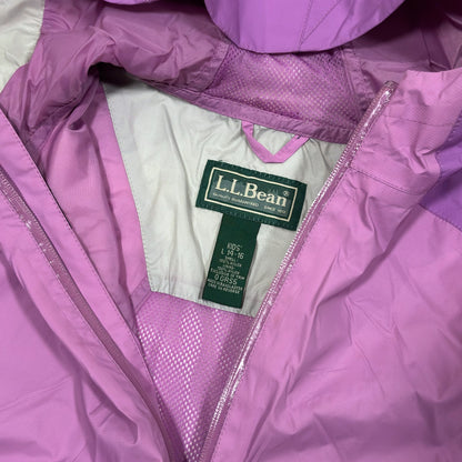 LL Bean Girls Rain Jacket Windbreaker Hoodie Purple - Kids 14-16