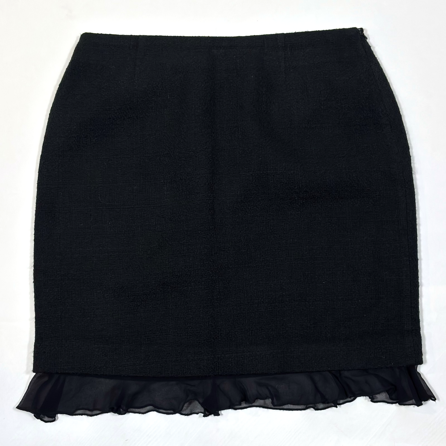 WDNY Black Ruffled Hem Knit Skirt - 10