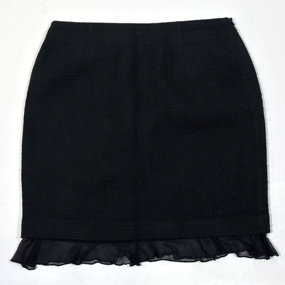 WDNY Black Ruffled Hem Knit Skirt - 10