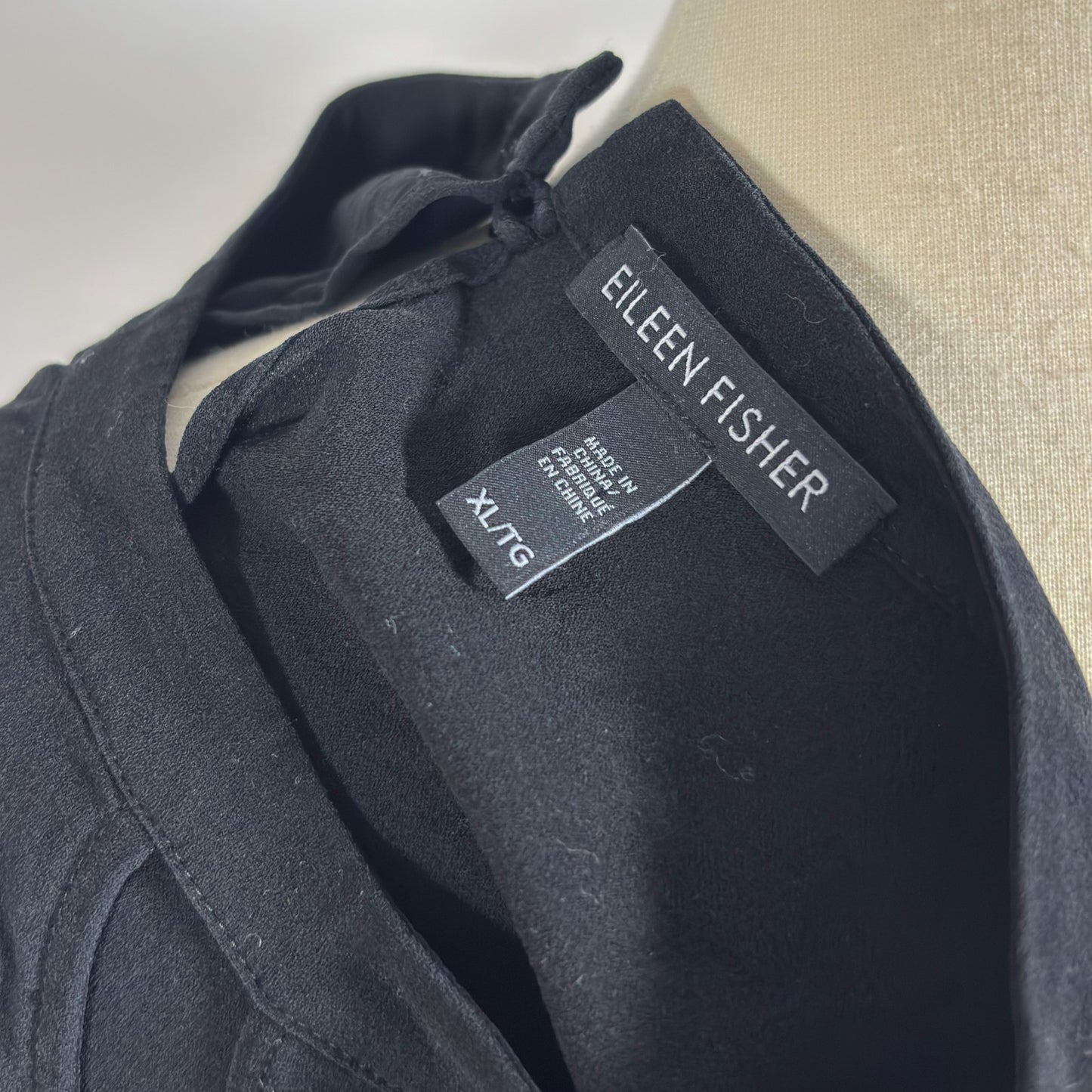 Eileen Fisher System Georgette Silk Wrap Blouse Black Crepe - XL