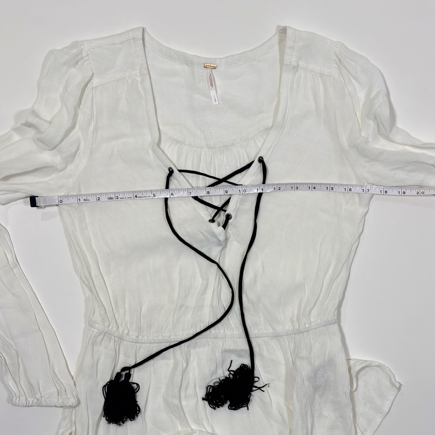 Free People Wildest Moment Lace Up Tunic Blouse White Black - S