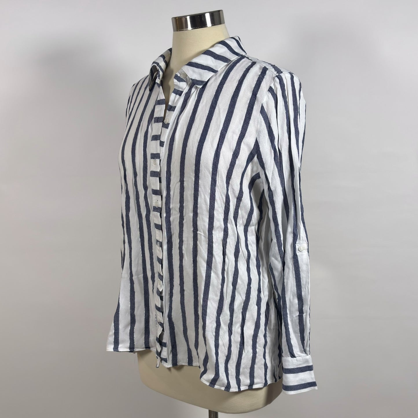 INC International Concepts Blue Striped Long-Sleeve Button Down Shirt - L