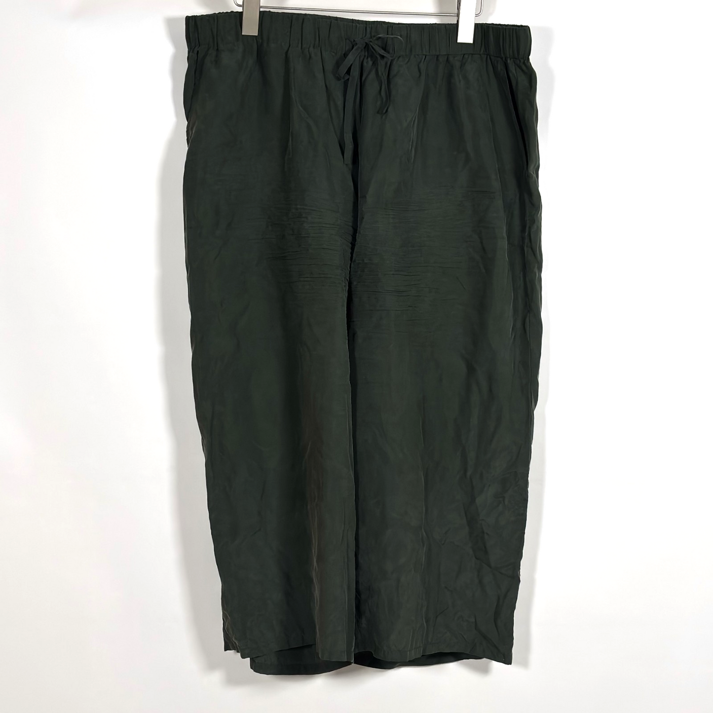 Eileen Fisher System Silk Wide-Leg Crop Pants Dark Forest Green - XL