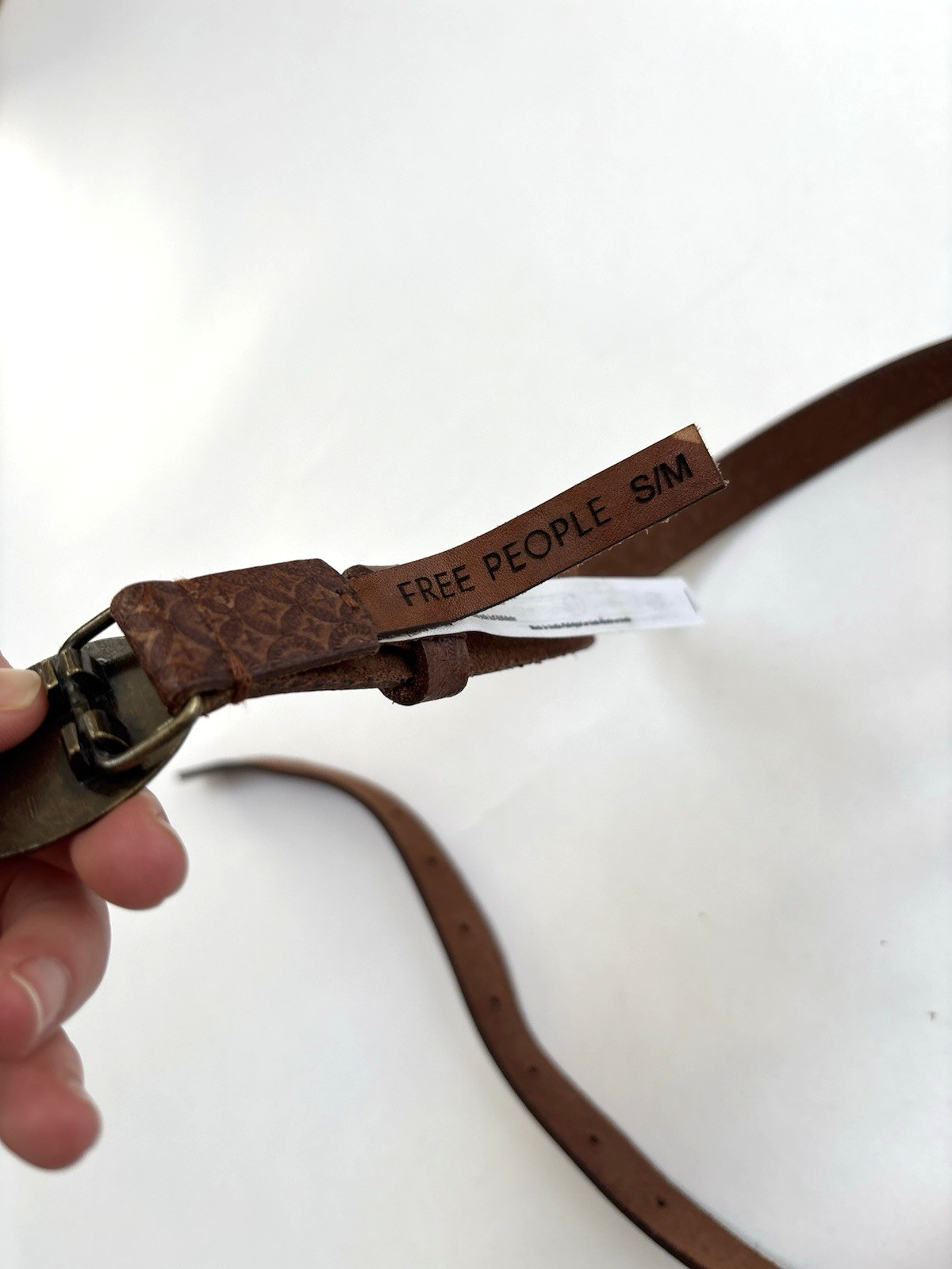 Free People Baby Duke Leather Concho Belt Cognac Brown - Size Small/Medium