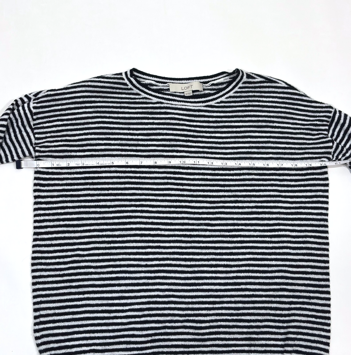 Loft Black White Striped Sweater Lightweight Knit - XS