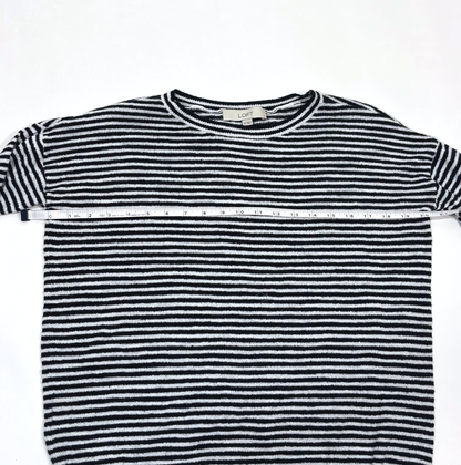 Loft Black White Striped Sweater Lightweight Knit - XS