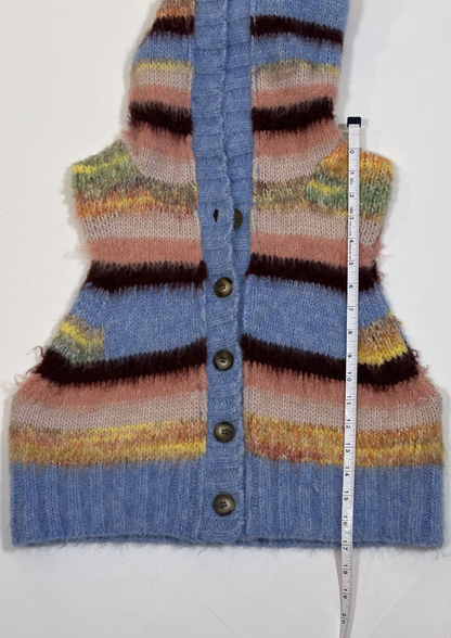 Free People Rosetta Knit Vest Pastel Stripe Hooded - S