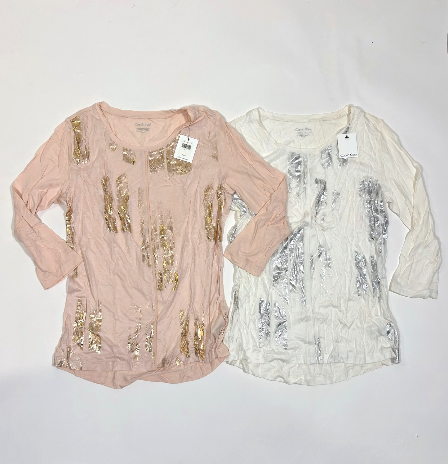 Calvin Klein Set of 2 Shirts Blush Pink Brushed Gold - S