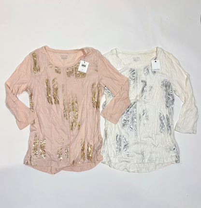 Calvin Klein Set of 2 Shirts Blush Pink Brushed Gold - S