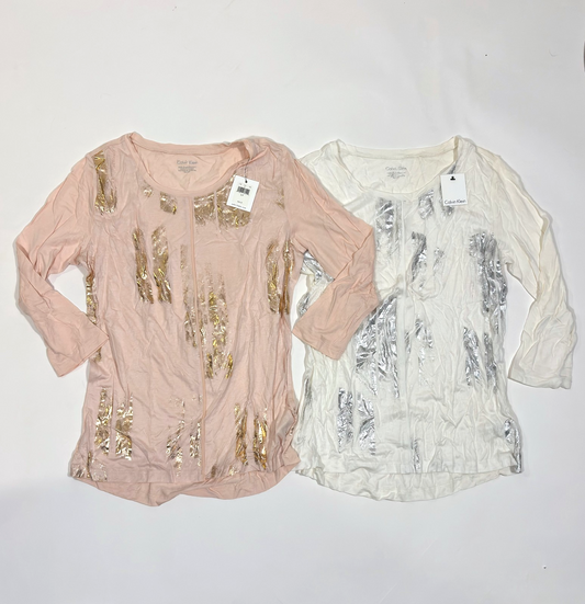 Calvin Klein Set of 2 Shirts Blush Pink Brushed Gold - S