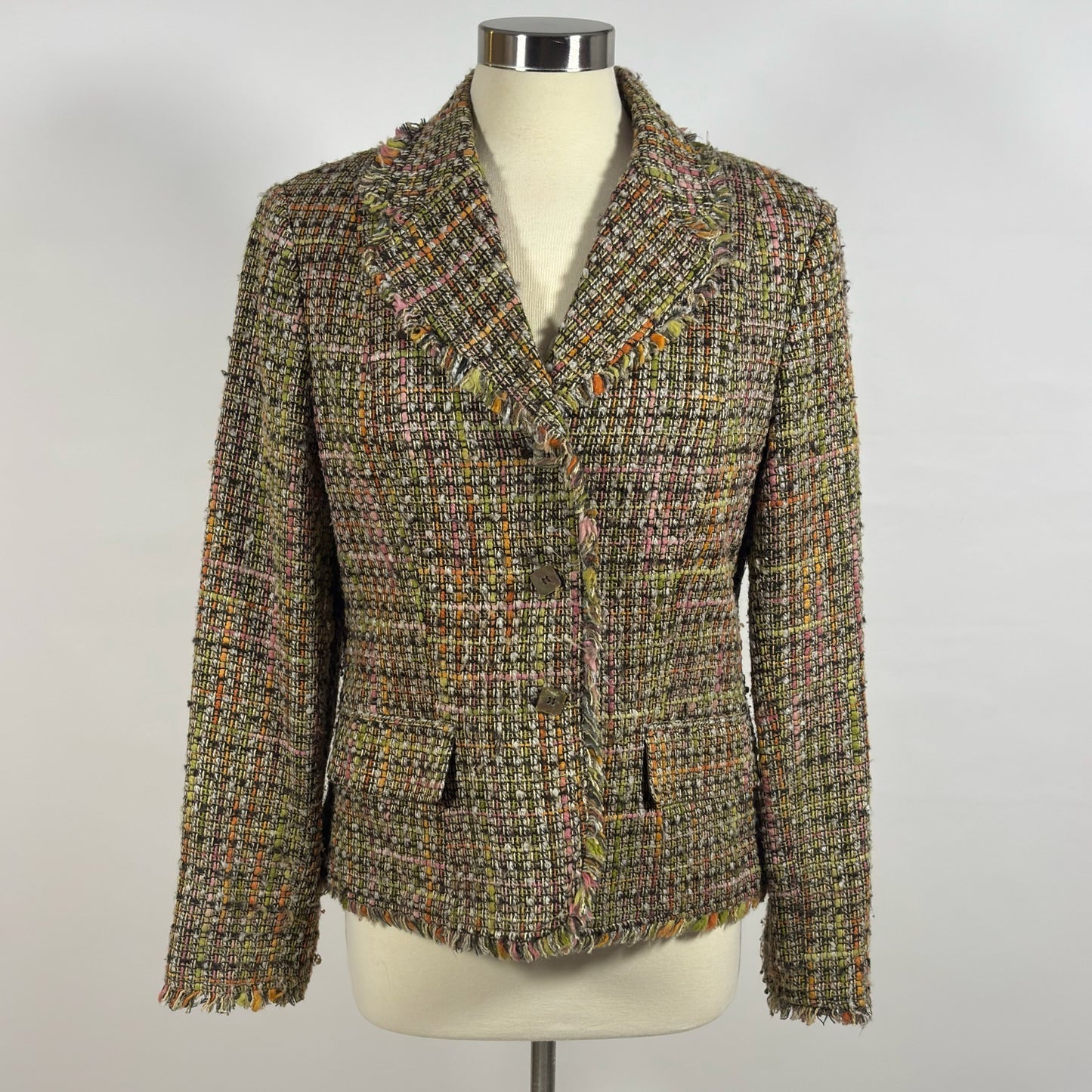 Axcess Fringe Earthy Tone Tweed Blazer - 12
