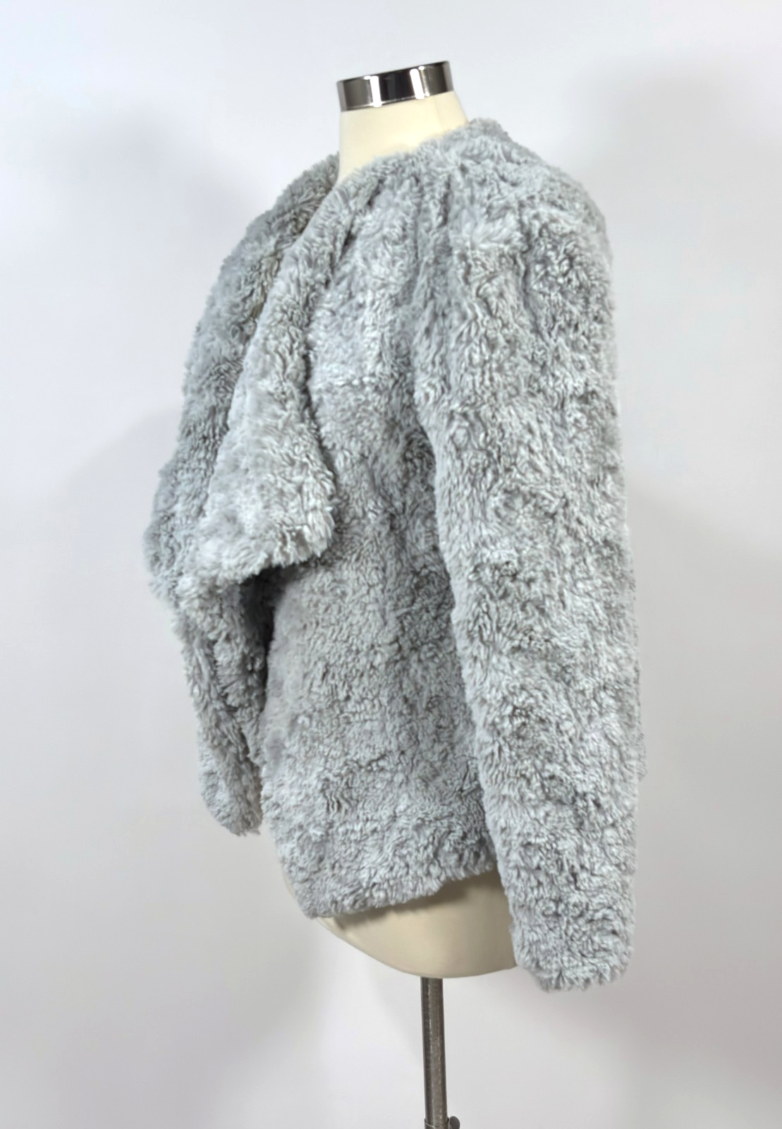 BB Dakota Come Cozy Faux Fur Jacket Open Front Grey - S