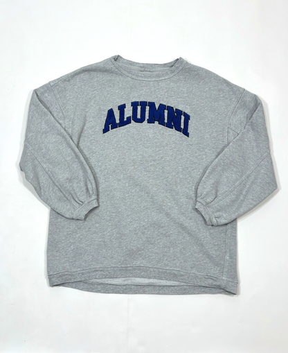 Aerie Real Crew Sweatshirt Alumni Heather Grey Blue Embroidered - XS