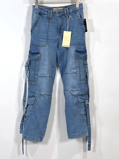 Love Trends Cargo Side Strap Utility Pocket Jeans - 9