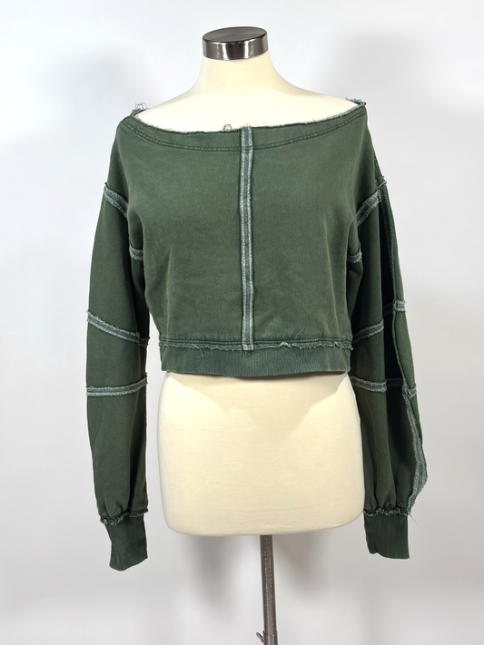 Free People All That Sweatshirt Forest Olive Green - S