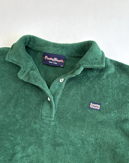 Rowing Blazers NY Terry Cropped Polo Shirt Green Organic Cotton - M