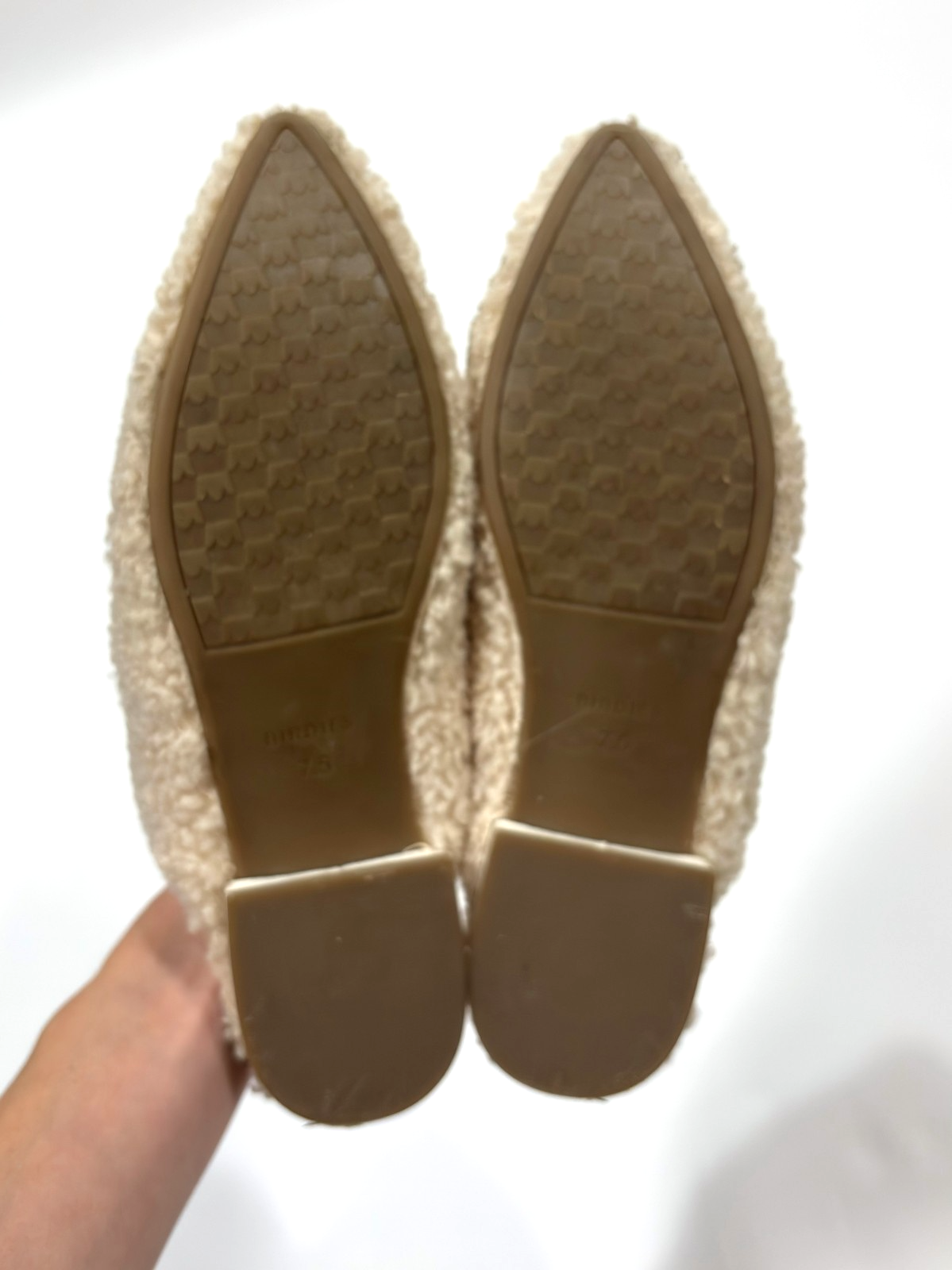 Birdie The Lark Sherpa Shearling Mule Slide Flats Ivory - 7.5
