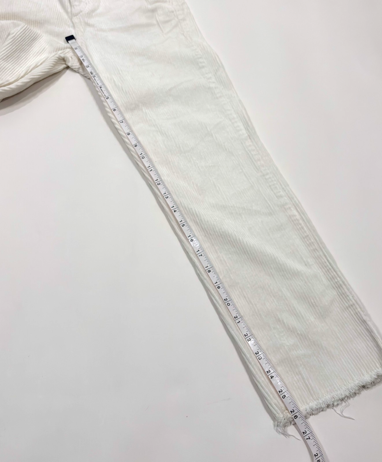 Loft Corduroy Pants Straight Leg Raw Hem High Rise White - 0/25