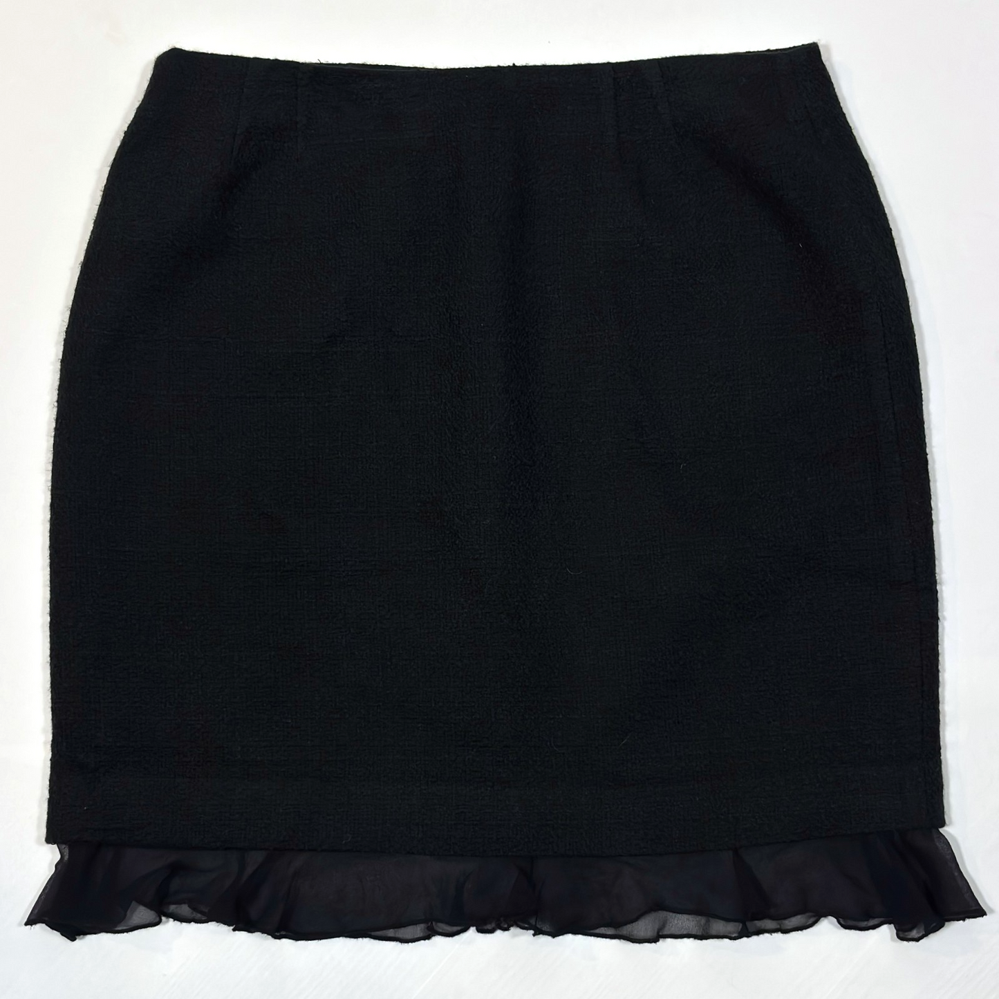 WDNY Black Ruffled Hem Knit Skirt - 10