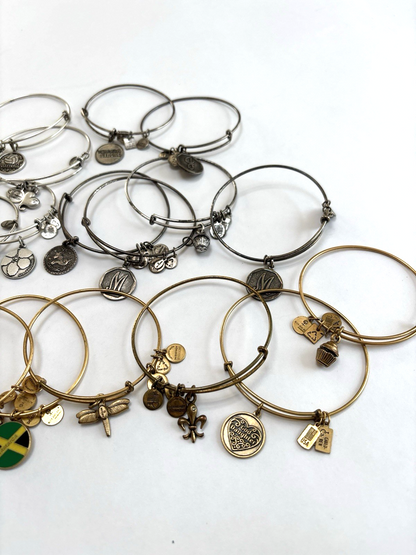 Alex and Ani Lot 26 Bangle Bracelets + 1 Ring Silver Gold Mixed