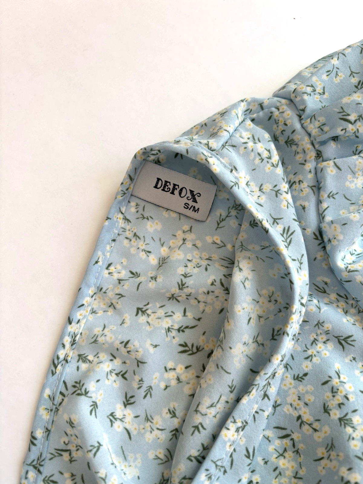 Defox Mini Skirt Crop Top Set Baby Blue Ditzy Floral Ruffle - S/M