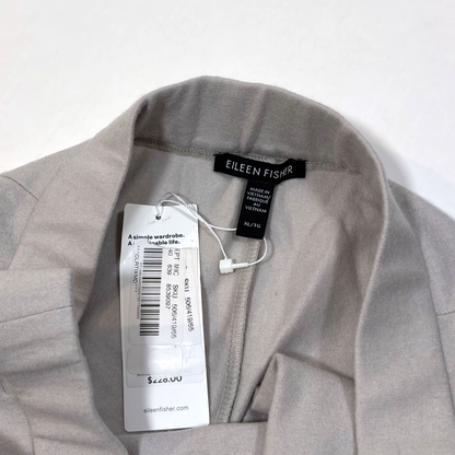 Eileen Fisher System Boiled Wool Jersey Pleated Wide-Leg Trouser Pant Chalk Gray - XL