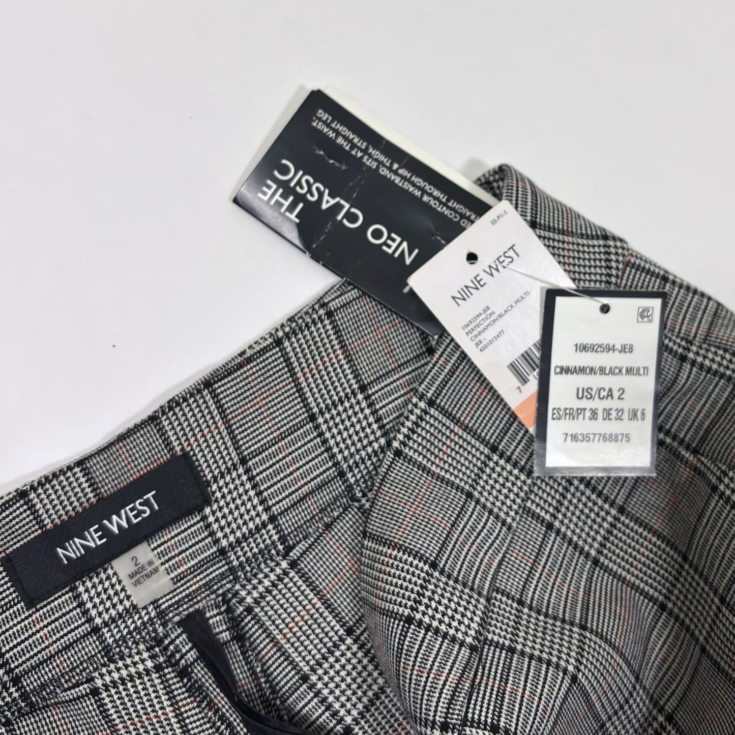 Nine West The Neo Classic Plaid Straight Leg Trouser Pants - 2