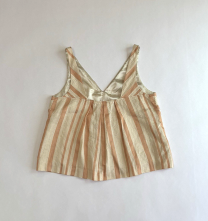 Anthropologie HD Paris Sleeveless Blouse Tank Chevron Peach Cream - 10