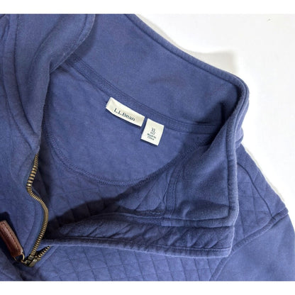 LL Bean Quilted Quarter Zip Pullover Sweatshirt Navy Blue - XL Petite