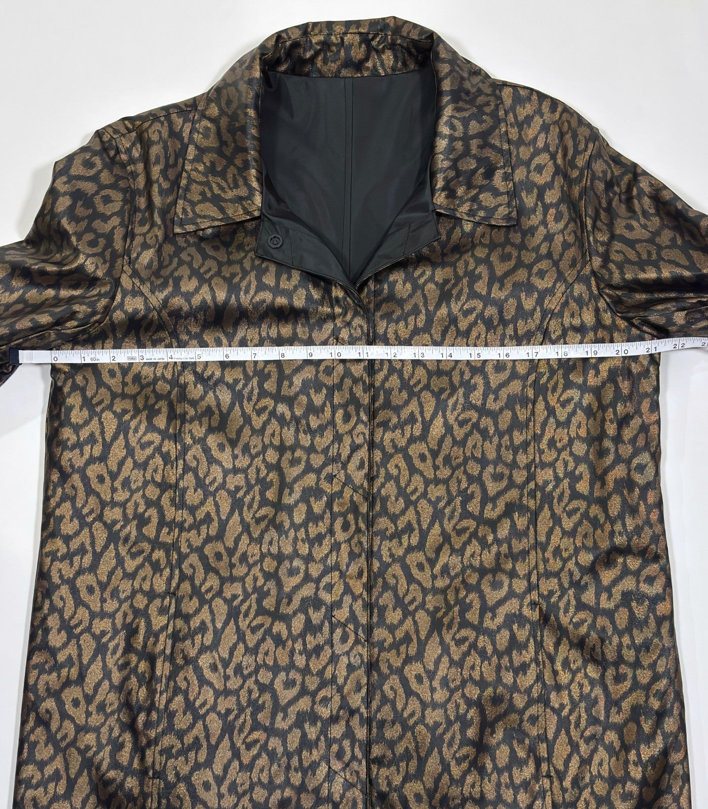 Reversible Animal Print Collared Jacket Black Leopard - L