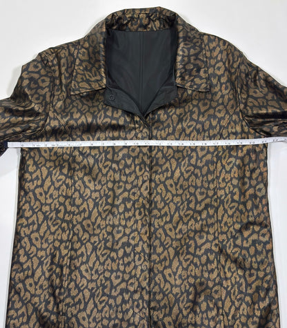 Reversible Animal Print Collared Jacket Black Leopard - L