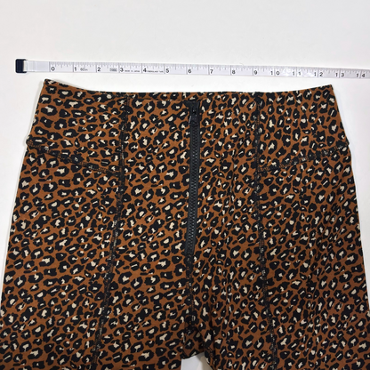 Free People Lucky Strike Leopard Animal Bike Shorts Brown - S