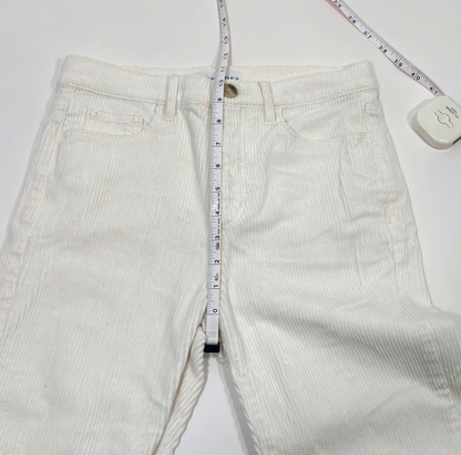 Loft Corduroy Pants Straight Leg Raw Hem High Rise White - 0/25