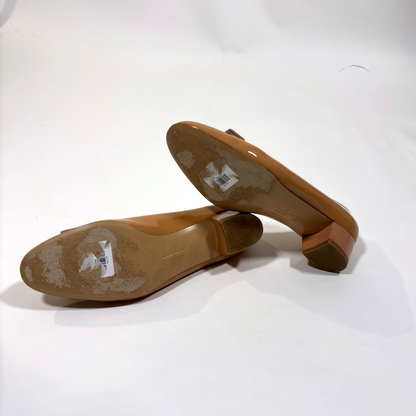 Salvatore Ferragamo Vara Block Heel Bow Pumps Caramel - 10.5