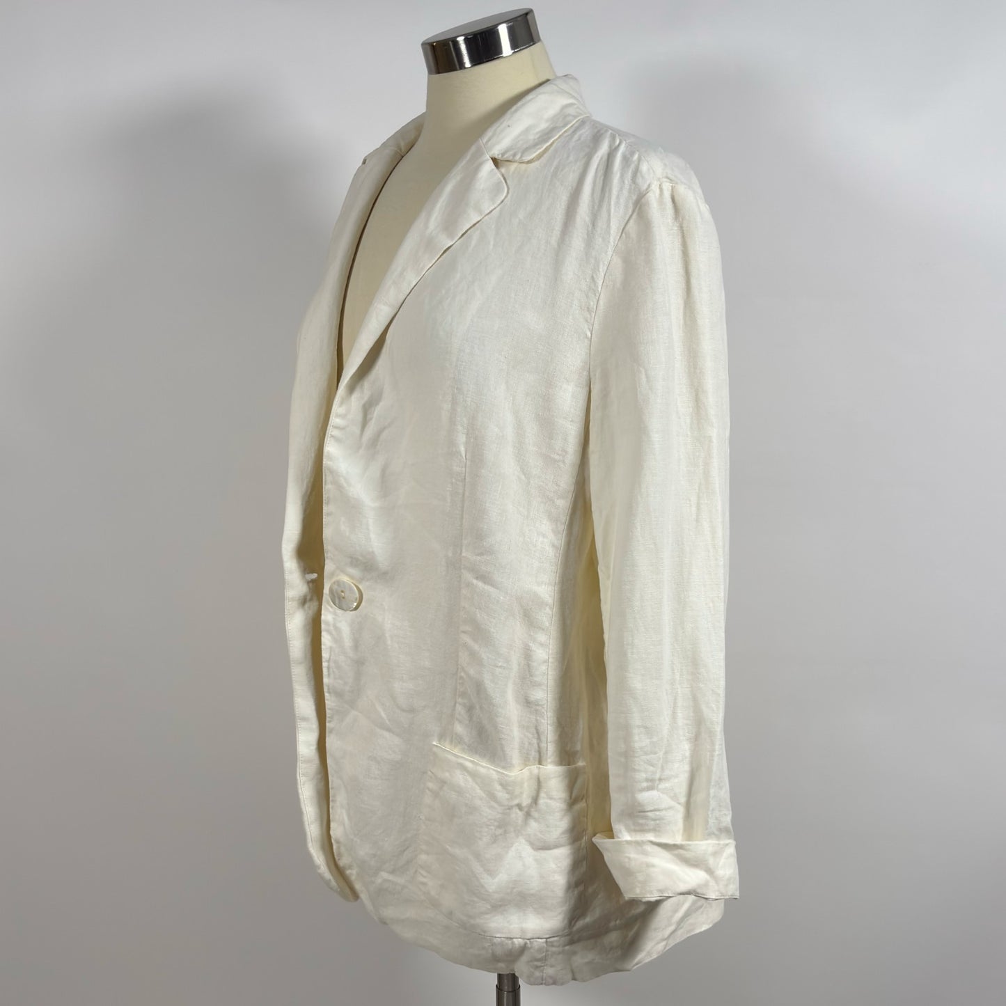 J Jill Single Button Blazer Jacket Ivory White - L