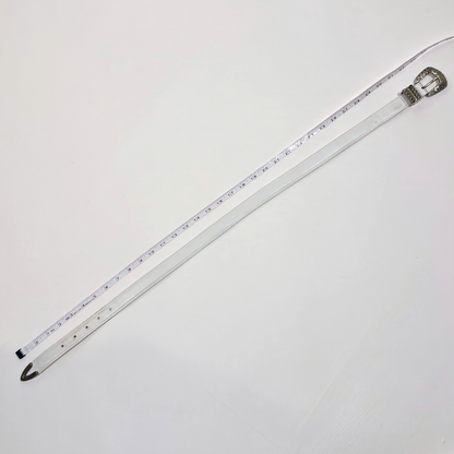 Brighton White Leather Belt Silver Buckle - M