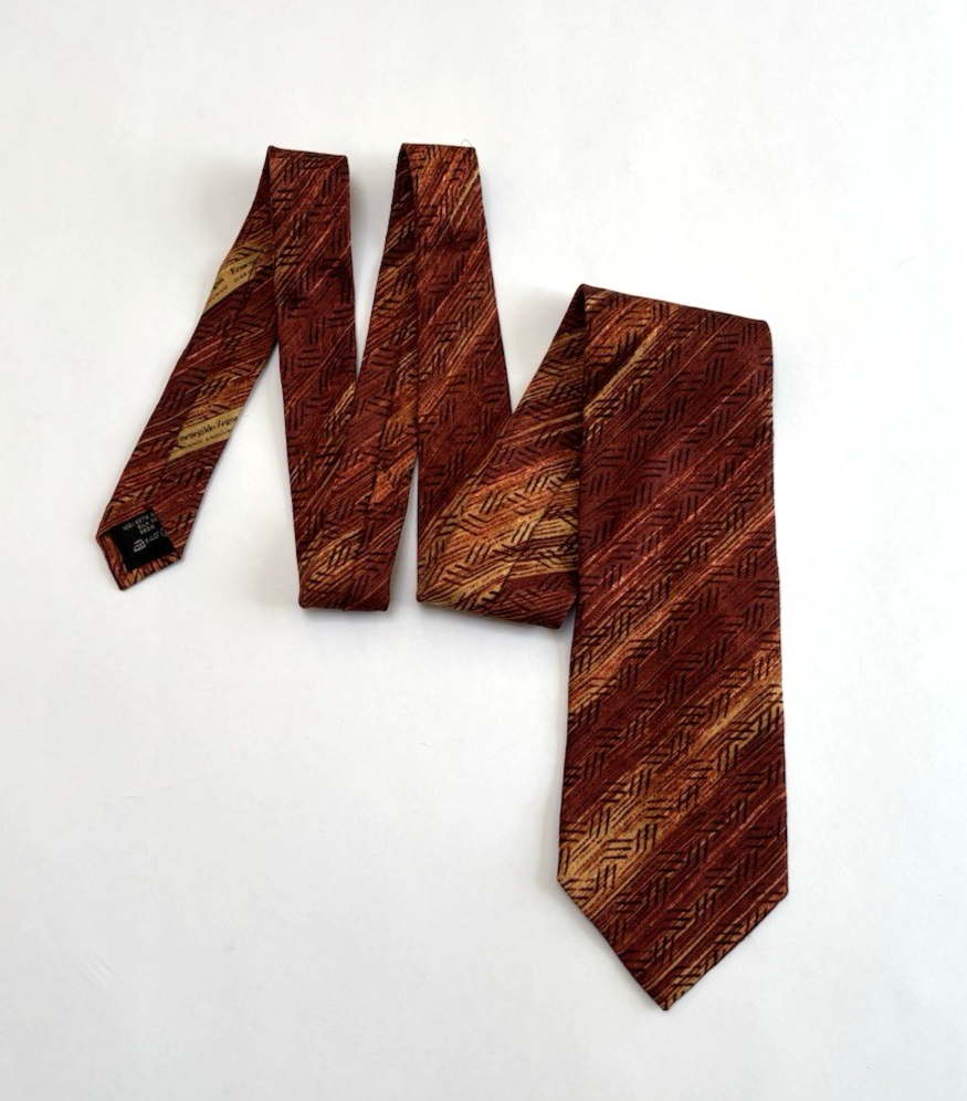 Ermenegildo Zegna Silk Neck Tie Sunset Red Yellow Vintage Italy 3.75"
